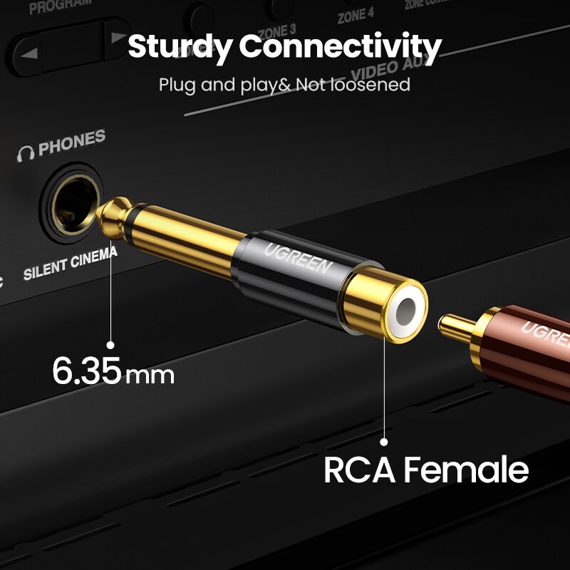 Đầu chuyển 6.5mm ra RCA Mono Ugreen 80731 âm thanh Audio Cao cấp Chính Hãng AV169