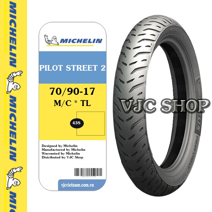 Lốp xe máy Michelin 70/90-17 M/C 43S PILOT STREET 2 TL Thái Lan