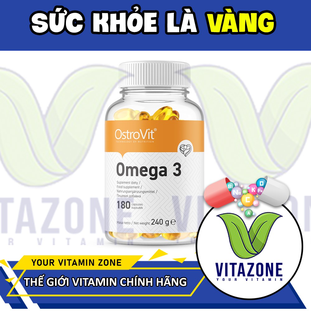 Viên uống dầu cá Omega 3 của Ostrovit - hỗ trợ sức khỏe toàn diện - 180 viên