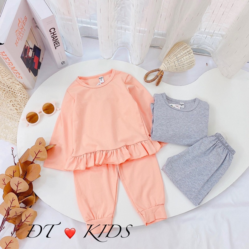 Set 2 bộ cotton dài tay cho bé  gái