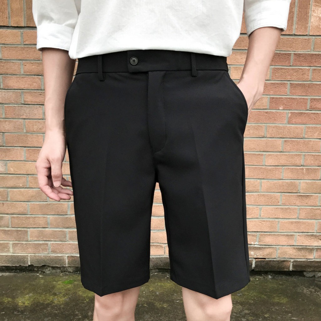 [   Welcome    ] Quần Short Đùi Tây Âu Vải Nam Màu Đen Phong Cách Hàn Quốc Hot Hè 2021