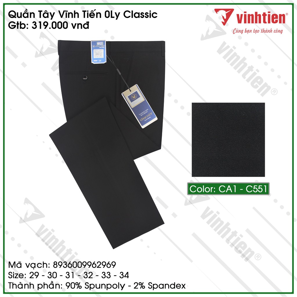 Quần Tây 0ly Classic 319 Vĩnh Tiến - Đen