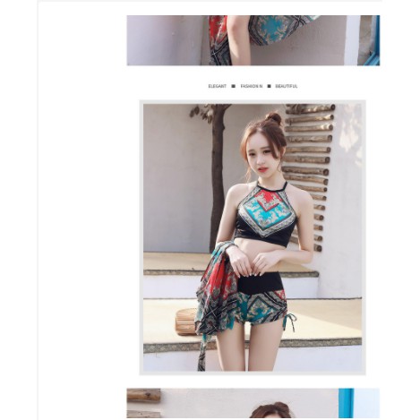 đồ bơi nữ -áo tắm BIKINI KÈM CHOÀNG HOẠ TIẾT THỔ CẨM