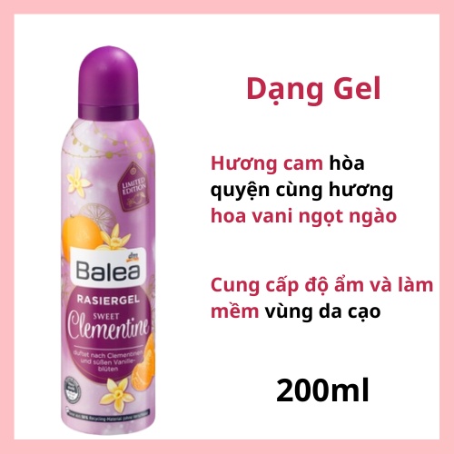 Bọt cạo lông Balea, Gel cạo lông Balea Đức toàn thân và bikini dành cho nữ