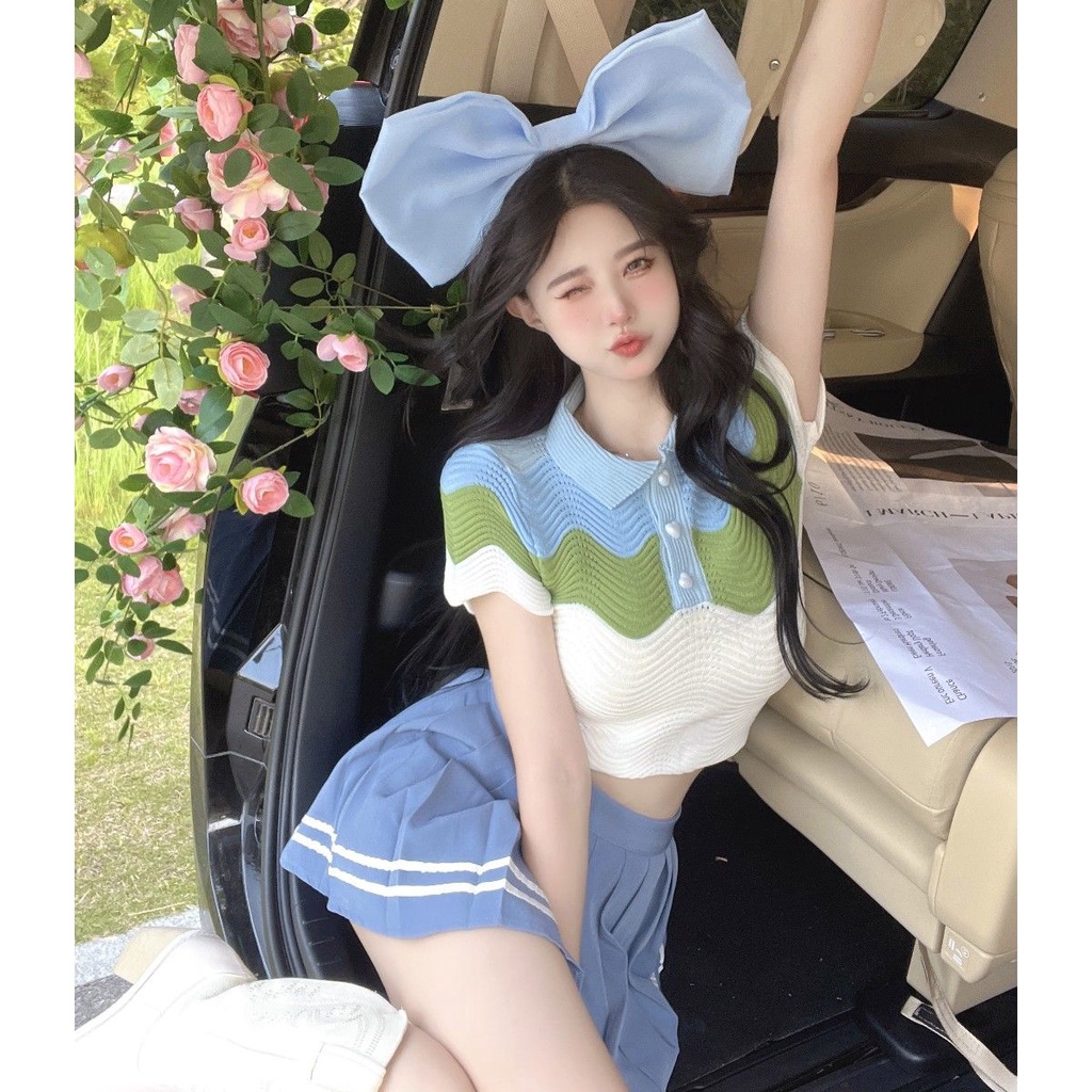 Áo Len Ngắn Tay Phong Cách Hàn Quốc Thời Trang Mùa Hè Hàng Mới Dành Cho Nữ