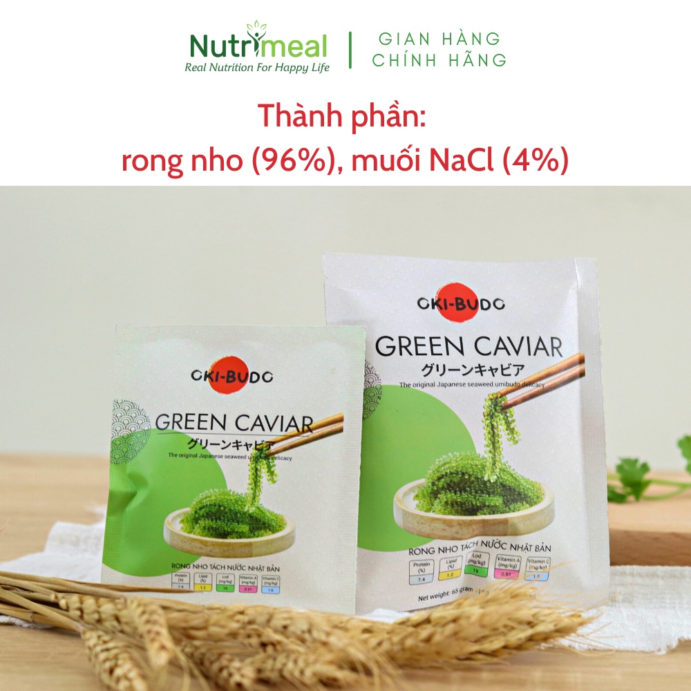 Mua 1 Tặng 1 - Rong Nho Tách Nước OKI-BUDO + Tặng Xốt Mè Ăn Kèm OKI-BUDO (Hộp 25gr và 65gr)