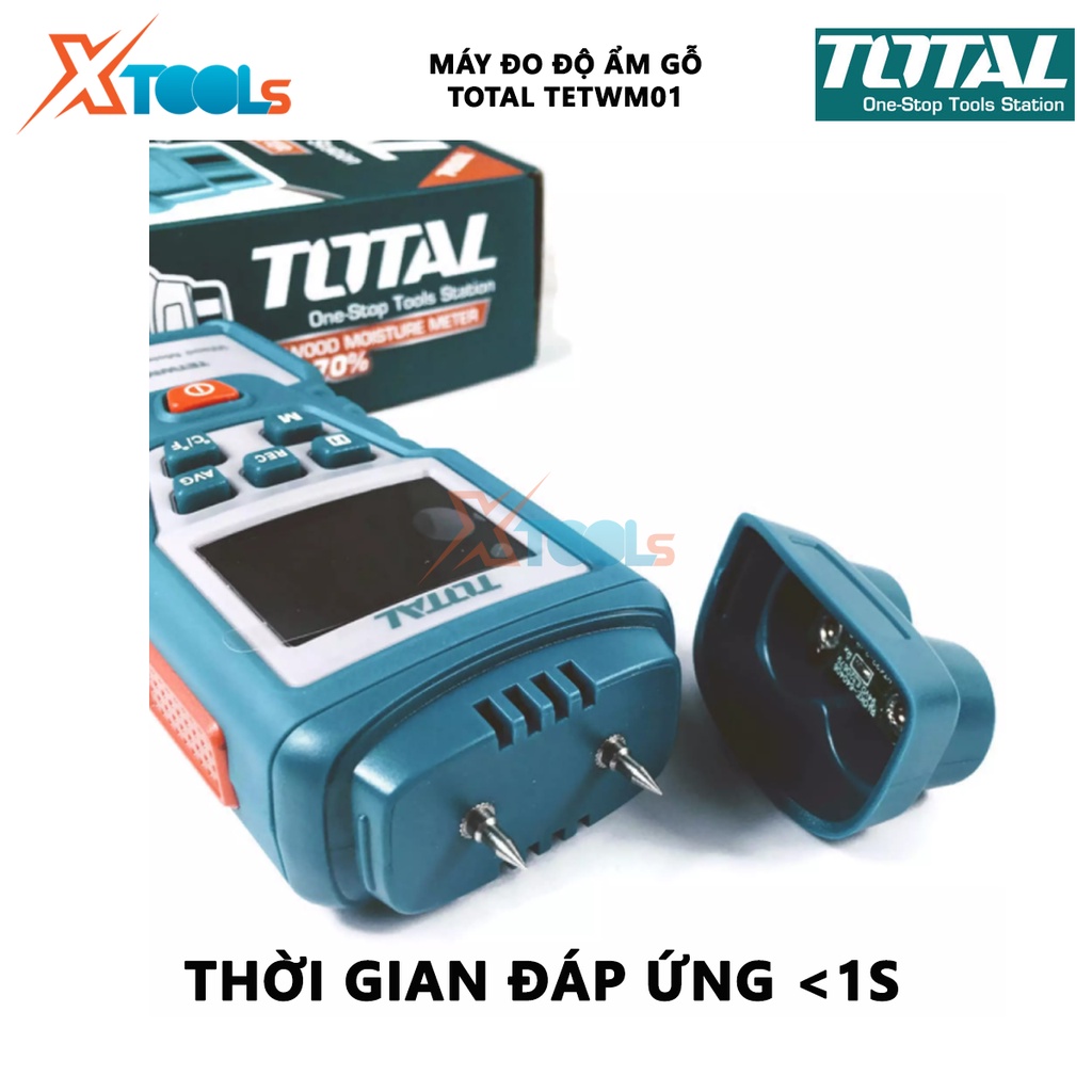 Máy đo độ ẩm gỗ TOTAL TETWM01 | thiết bị kiểm tra độ ẩm Phạm vi đo độ ẩm 2 ~ 70%, Thời gian đáp ứng＜ 1 giây, dùng pin AA