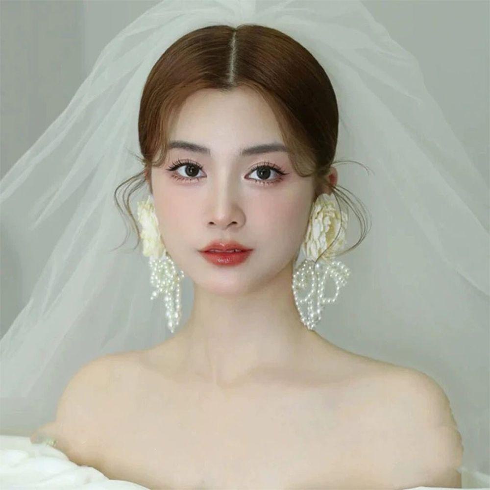 Bông Tai WMES15H Hình Nơ Hoa Phối Tua Rua Phong Cách Bohemia Hàn Quốc Độc Đáo Cho Nữ