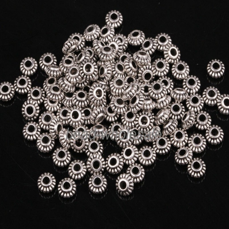 Bộ 100 Hạt Kim Loại Hình Bánh Răng 6MM Dùng Làm Trang Sức DIY