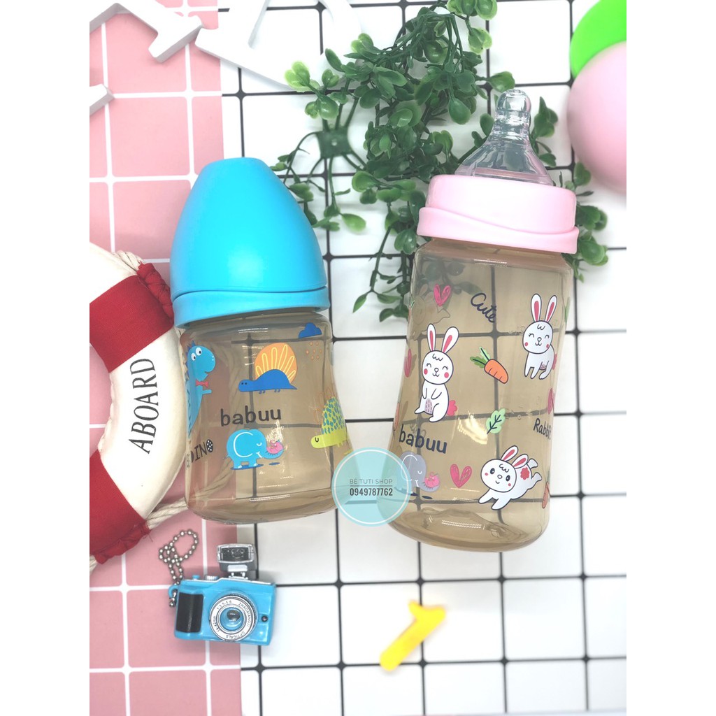 Bình sữa nắp sóng Babu Baby nhựa PPSU không chứa BPA  90ml,150ml,240ml Nhật Bản BB179 5.0 1