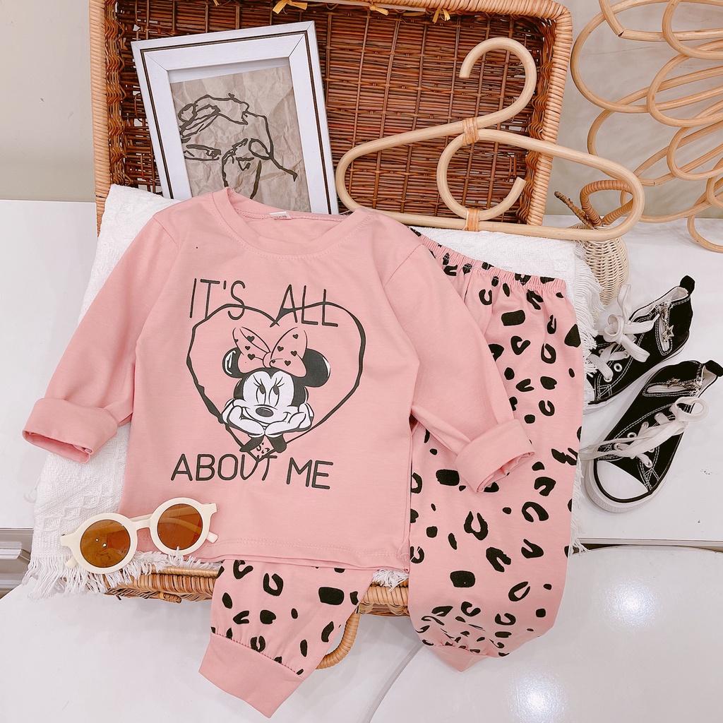 Bộ quần áo bé gái mickey quần báo cotton Quảng Châu  siêu Hot