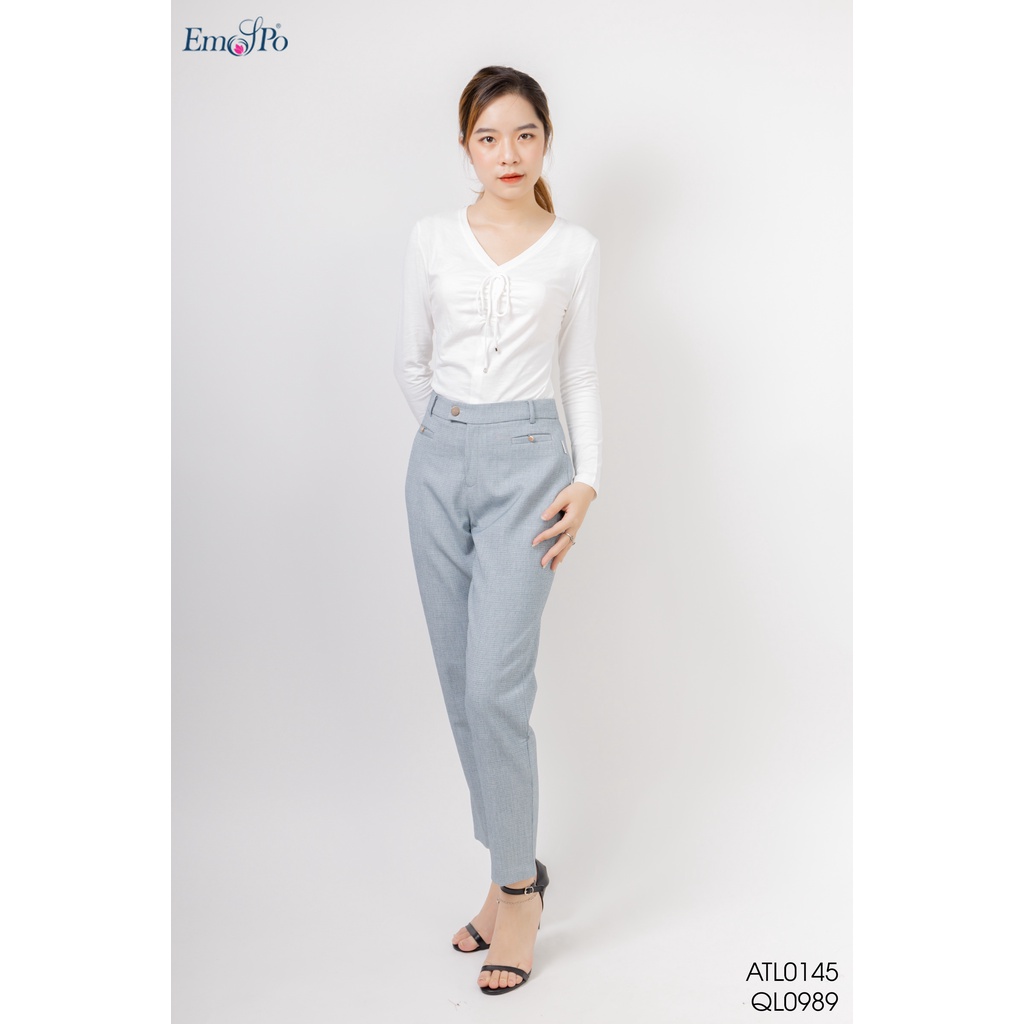 [Mã LTP50 giảm 50000 đơn 150000] Áo thun nữ dài tay cổ nhún Emspo ATL0145 (Trắng, Hồng)