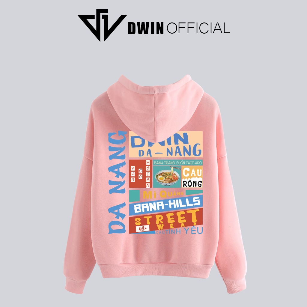 Áo hoodie Đà Nẵng Nỉ unisex DWIN basic nam nữ form rộng oversize local brand SP00067