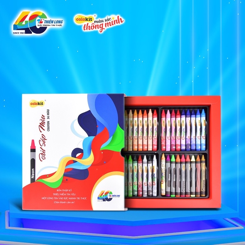 Bút sáp màu Thiên Long 36 màu  đặc biệt có màu nhũ