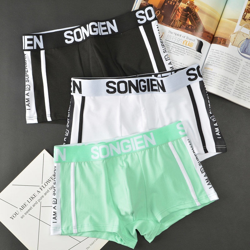Quần Lót Boxer Vải Mềm Thoáng Khí In Chữ Cá Tính Cho Nam