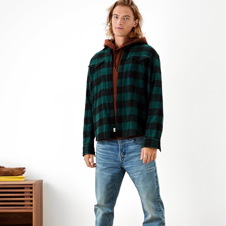 Áo Sơ Mi Nam Tay Dài Vải Nỉ Xuất Dư Sọc Caro - FO76 Shop