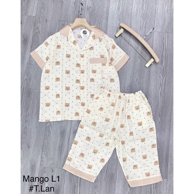 Bộ pijama lụa lửng ngố hàng thiết kế cao cấp mặc nhà xinh