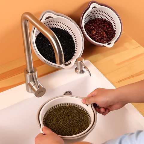 Bộ Rổ Nhựa Kèm Chậu 6 Món Cao Cấp - Tròn