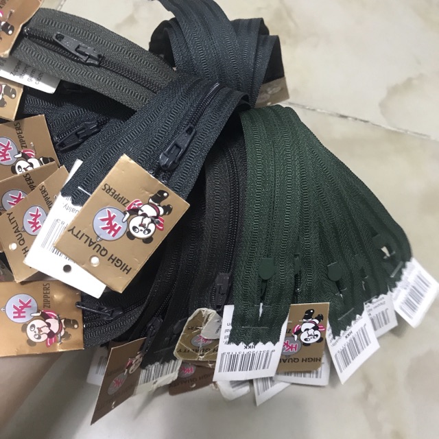 Dây kéo HKK may quần, bóp ví tông xanh rêu