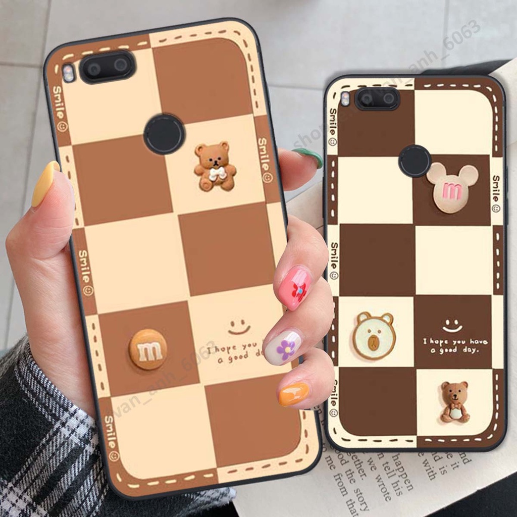 Ốp lưng Xiaomi Mi A1 hình gấu 3D, kẹo dễ thương siêu cute