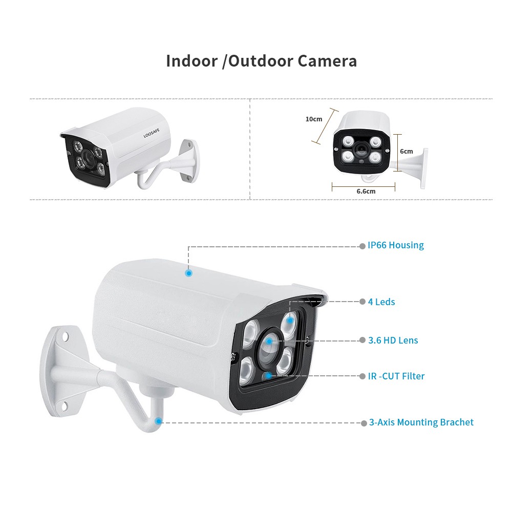 Camera an ninh ngoài trời LOOSAFE Camera phát hiện chuyển động 3MP / 5MP Camera POE Hai chiều âm thanh IP66 Chống nước | BigBuy360 - bigbuy360.vn