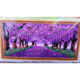 Tranh thêu chữ thập Con đường tình yêu màu tím thêu kín (chưa thêu) DV6169
