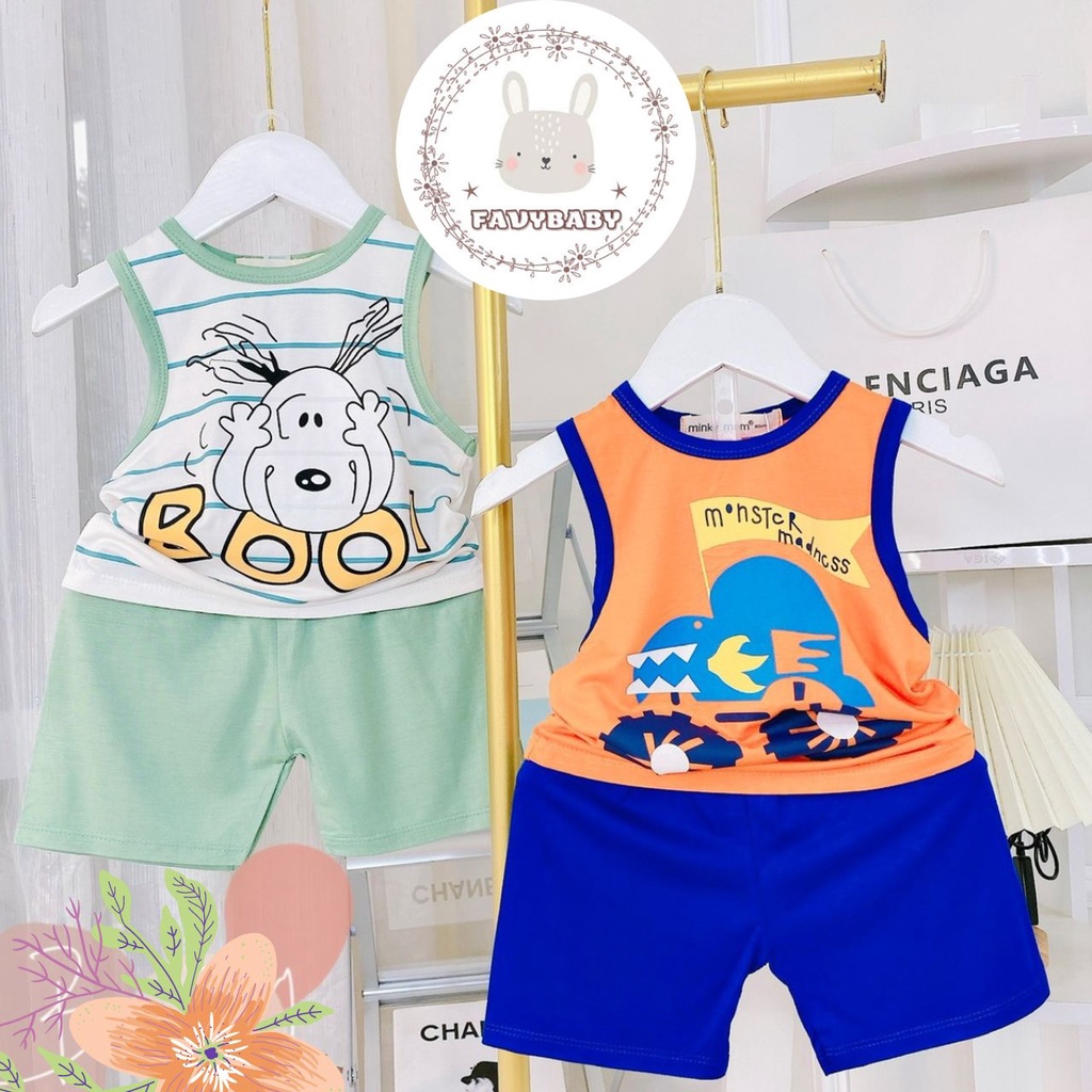 Đồ Bộ MINKY MOM Bé Trai Bé Gái Ba Lỗ Mùa Hè Quần Cộc Áo Viền Hình Động Vật Dễ Thương Trẻ Em 0 1 2 3 4 5 Tuổi - Favybaby