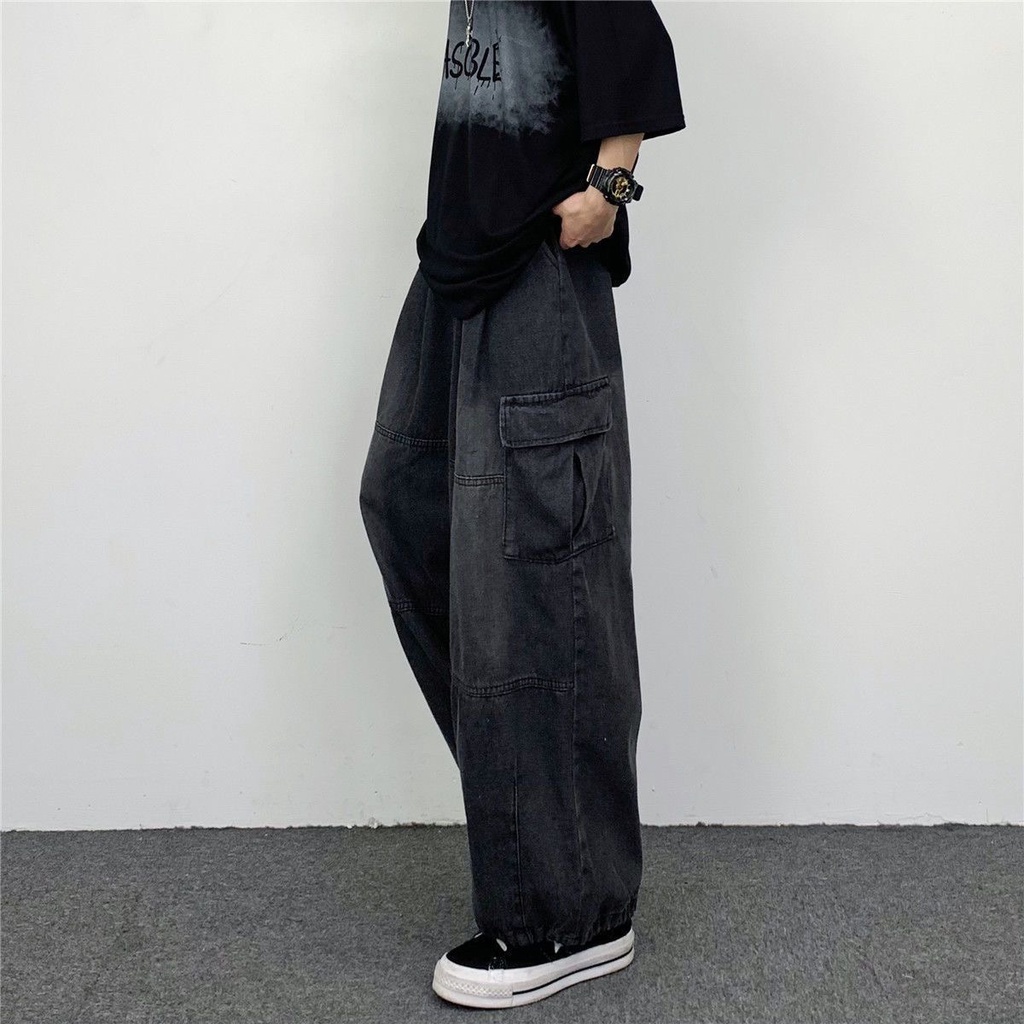 Quần Jean Ống Rộng Phong Cách Hip Hop Đường Phố Cá Tính Cho Nam Và Nữ Y2k