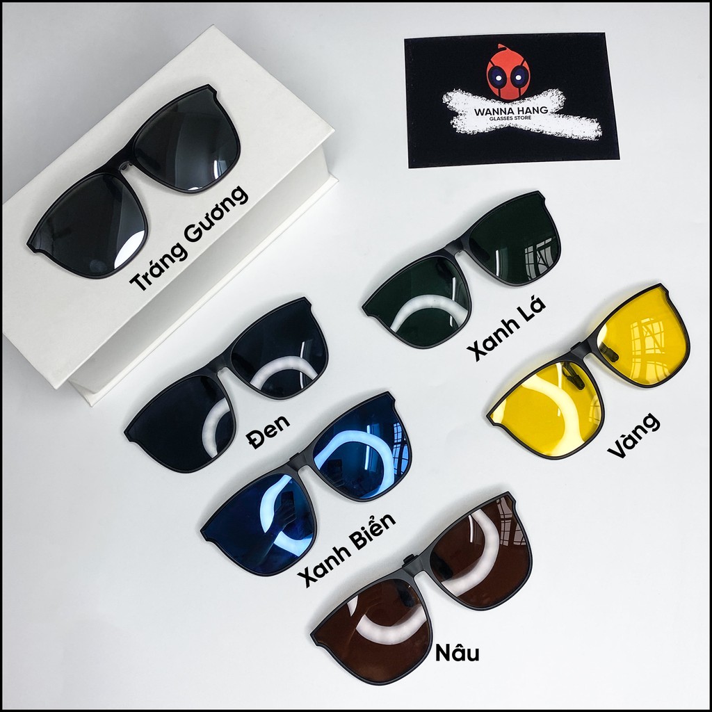 Tròng kính mát di động dạng kẹp chống tia UV chống loá tháo lắp dễ dàng tiện lợi nhiều màu | BigBuy360 - bigbuy360.vn