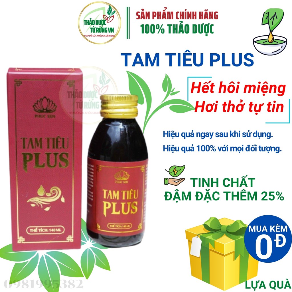 Tam Tiêu Plus ❤ Nước Xúc Miệng Thảo Dược An Toàn Hiệu Quả Sau 10 ngày Hết Hôi Miệng  [ĐẬM ĐẶC HƠN 25%] 140Ml