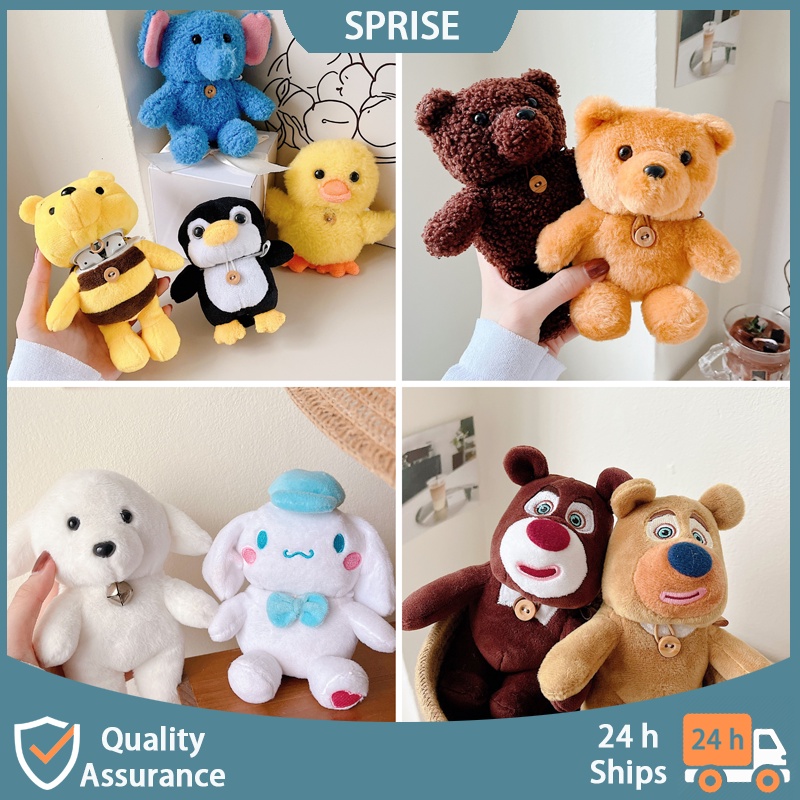 Vỏ bảo vệ hộp sạc tai nghe SPRISE bằng vải bông hình gấu dễ thương thích hợp cho Airpods 2 / Pro / 3