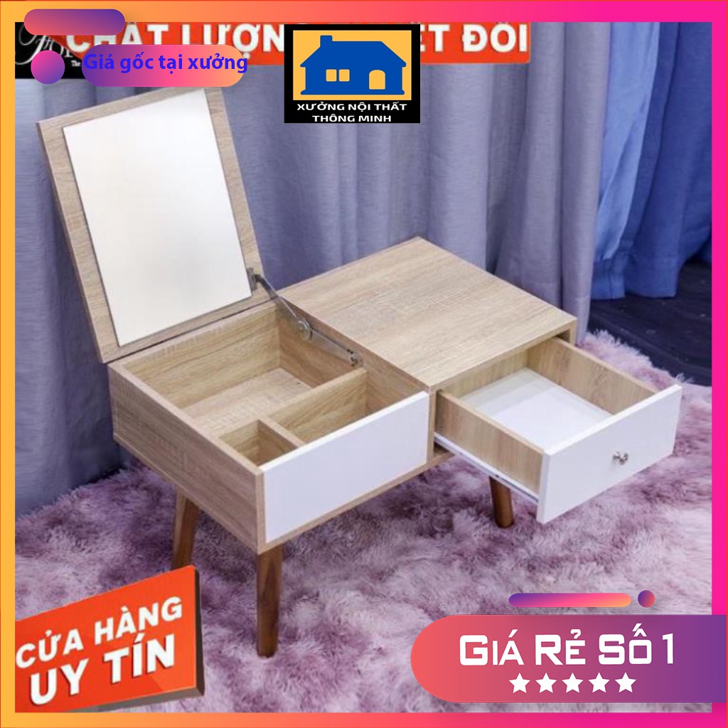 Bàn trang điểm mini, bàn trang điểm ngồi bệt kèm gương cao cấp để đầu giường  (tặng đệm ngồi) GIÁ SỈ