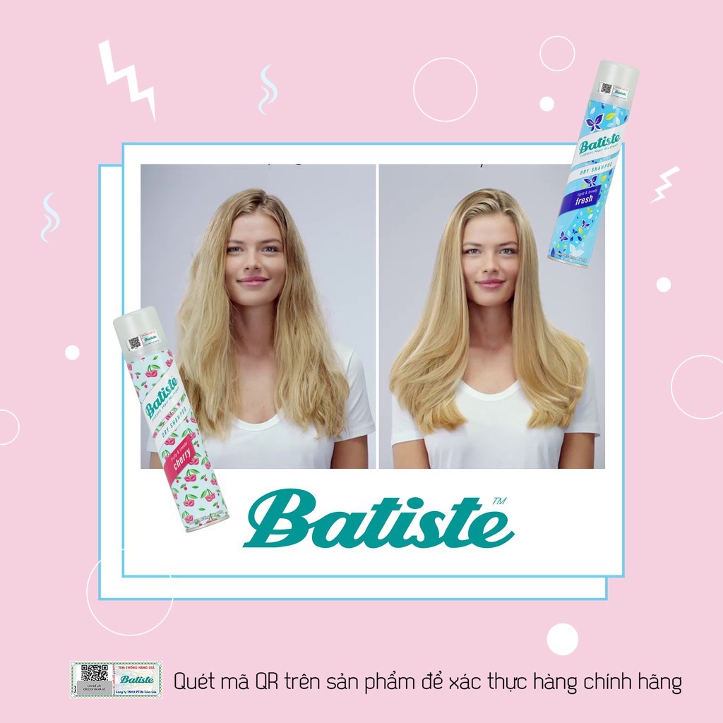 [CHÍNH HÃNG] Dầu gội khô Batiste Dry Shampoo 200ml - Hết Ngứa, Hết Bết Dính Tóc Bồng Bềnh Tức Thì - Hàng UK