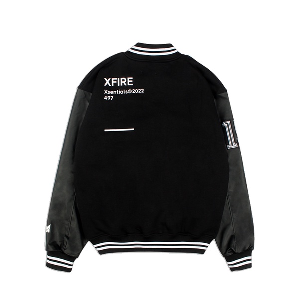Áo Khoác Da Bomber Cao Cấp Màu Đen Nam Nữ Form Rộng 2 Lớp Thêu Local Brand Xfire
