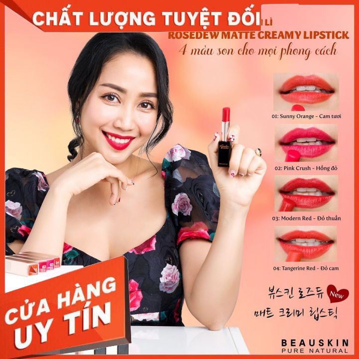 Son lì Beauskin Rosedew Matte Creamy Hàn Quốc  -chất son lỳ dưỡng môi lâu phai [Có 4 sang chảnh màu cho bạn lựa chọn)✨✨✨