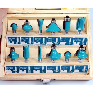 Total bộ 12 mũi phay gỗ 6mm tacsr0121