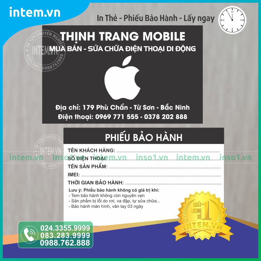 IN THẺ BẢO HÀNH SẢN PHẨM
