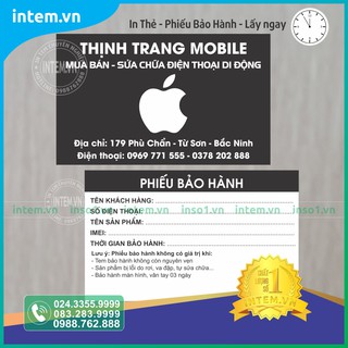 IN THẺ BẢO HÀNH SẢN PHẨM