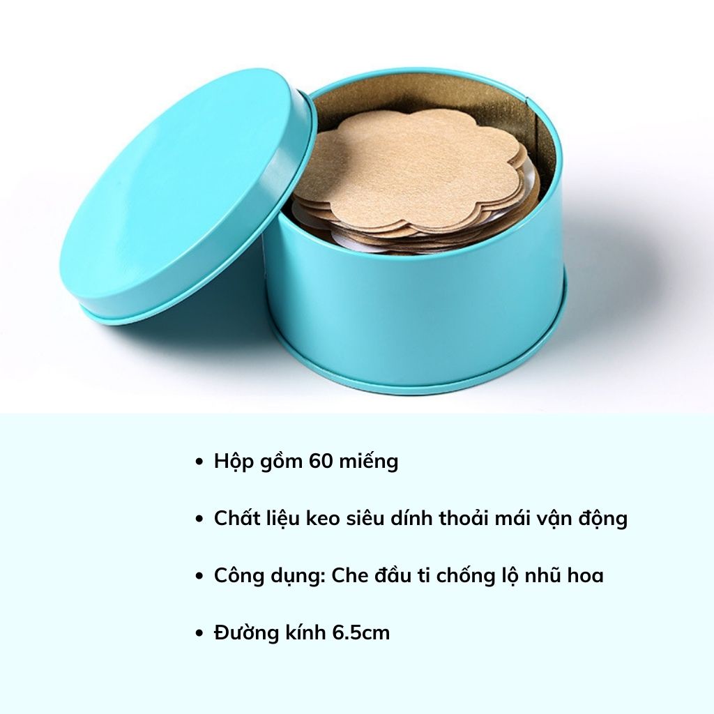 Miếng dán ngực giấy siêu dính, Miếng dán ti chống lộ hộp 60 miếng LANIXA 307