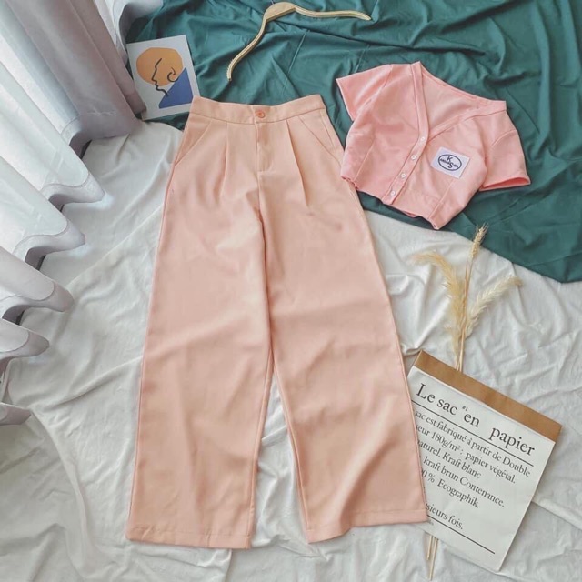 SET ÁO CROPTOP + QUẦN HỒNG
