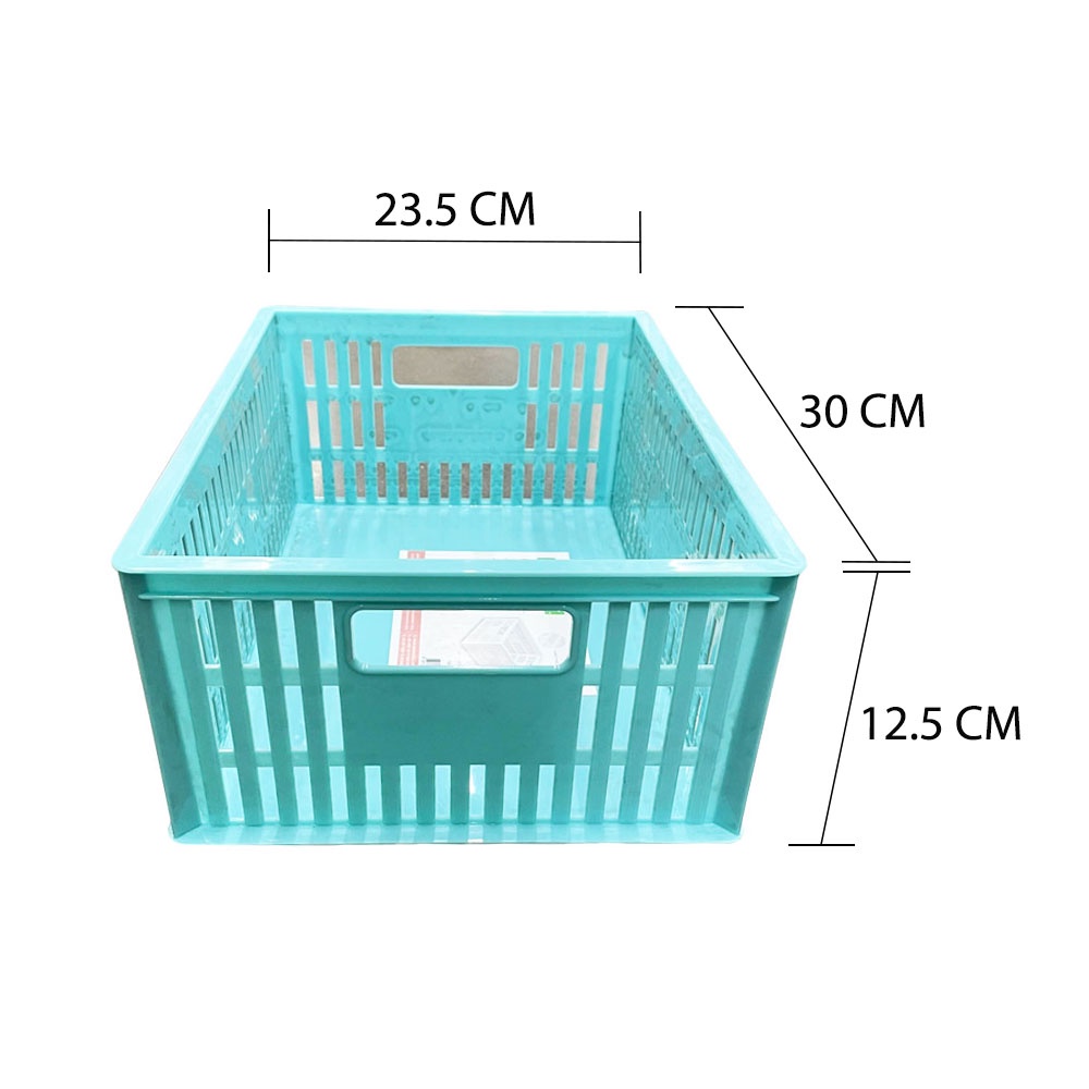 HomeBase ME LIVING Hộp đựng đồ nhỏ bằng nhựa có thể xếp chồng lên nhau Thái Lan 591 W30xD23.5xH12.5cm màu xanh dương