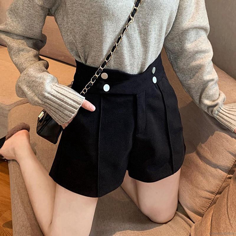 Quần Short Nữ Lưng Cao Ống Rộng