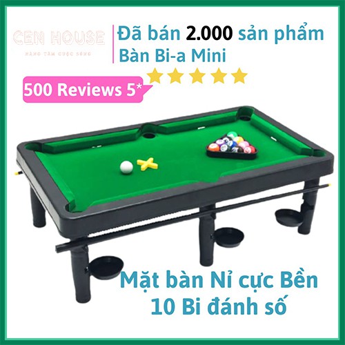 Bàn Bi a Mini, Bida Mini giá rẻ cho trẻ em và người lớn, 10 bi Có Đánh Số - Mặt bàn Nỉ không bong