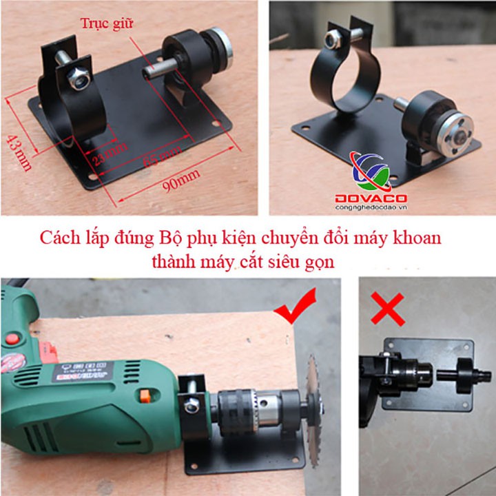 Phụ kiện DIY chuyển máy khoan thành máy cắt, máy mài, máy cưa đa năng