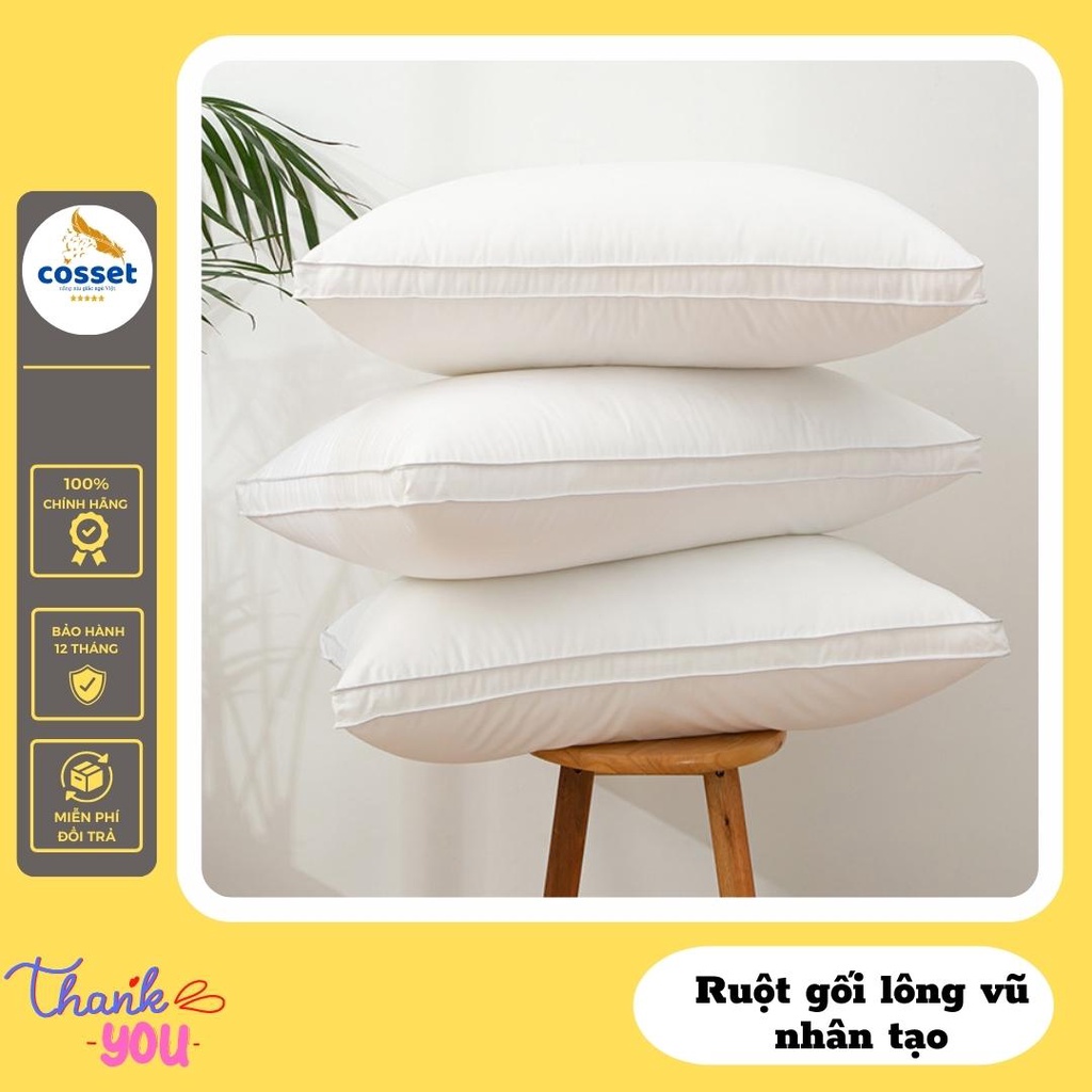 Ruột gối nằm LÔNG VŨ nhân tạo COSSET - Chuyên dùng cho khách sạn, siêu mềm mịn, thoáng khí, kháng khuẩn, đủ size