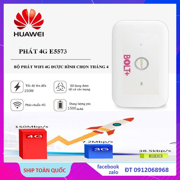 Bộ Phát Wifi 4G Huawei E5573 Bản Quốc Tế Tốc Độ 150Mbps Cực Nhỏ Gọn - Huawei ZONG 4G E5573