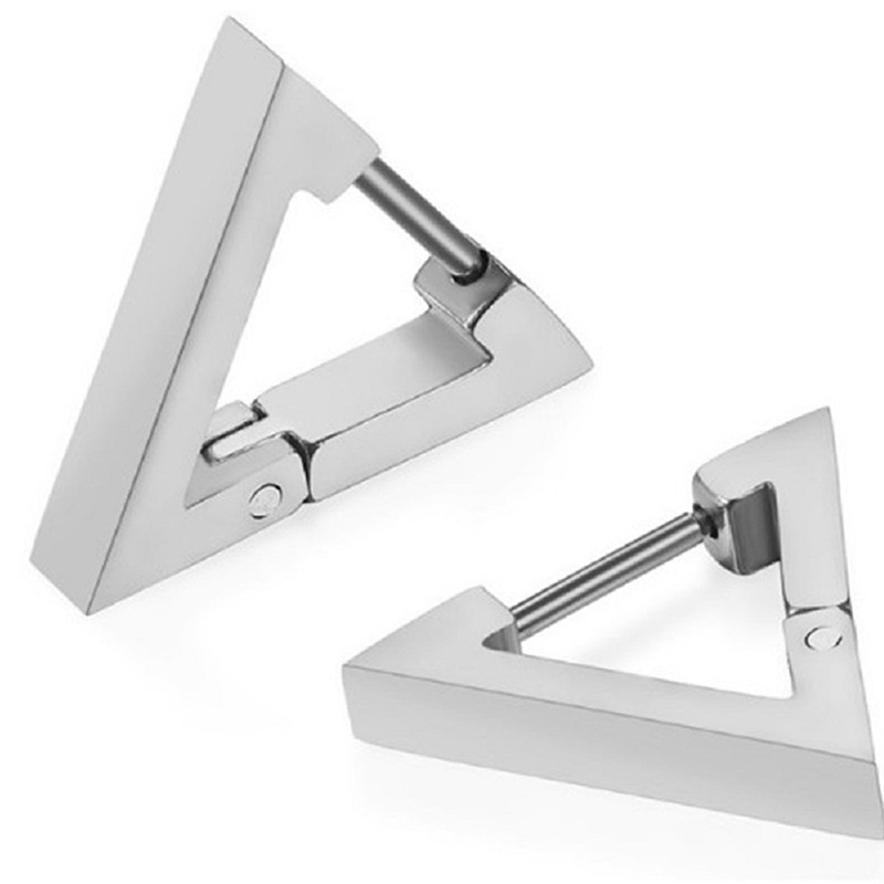 Đôi Bông Tai Hình Tam Giác Bằng Thép Không Gỉ Cho Nam