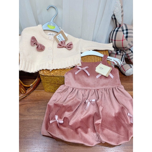 Set váy nhung cao cấp cho bé gái