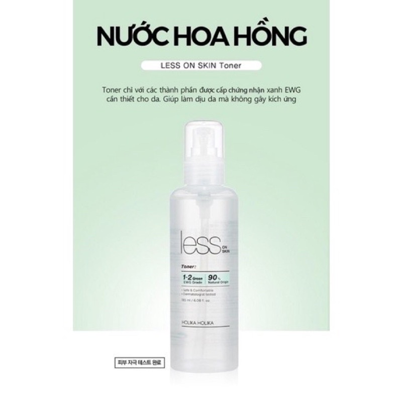 Nước hoa hồng Holika Holika Less On Skin Toner 180ml dành cho da dầu, da nhạy cảm.