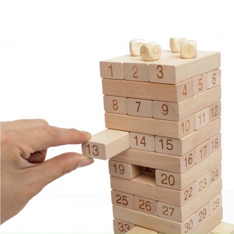 Bộ rút gỗ xếp hình Domino Montessori hình khối giúp bé giải trí - Giúp trẻ rèn luyện tính cẩn thận và khéo léo.